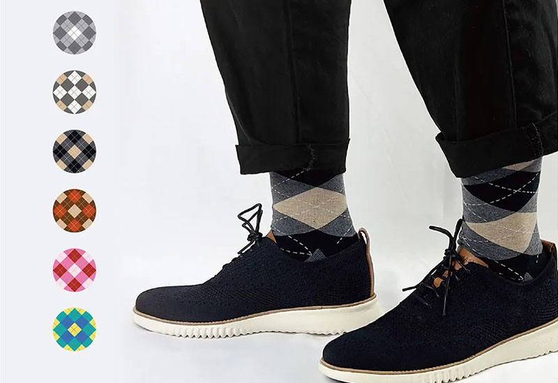 經典菱格紋-灰米棕 厚襪款(2種尺寸)